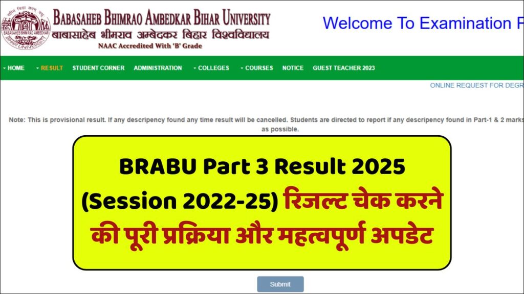 BRABU Part 3 Result 2025 (Session 2022-25)