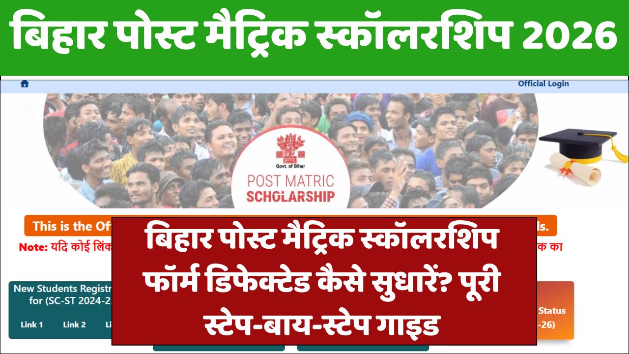 Bihar Post Matric Scholarship Defected Form Ko Kaise Sudhar Kare 2026